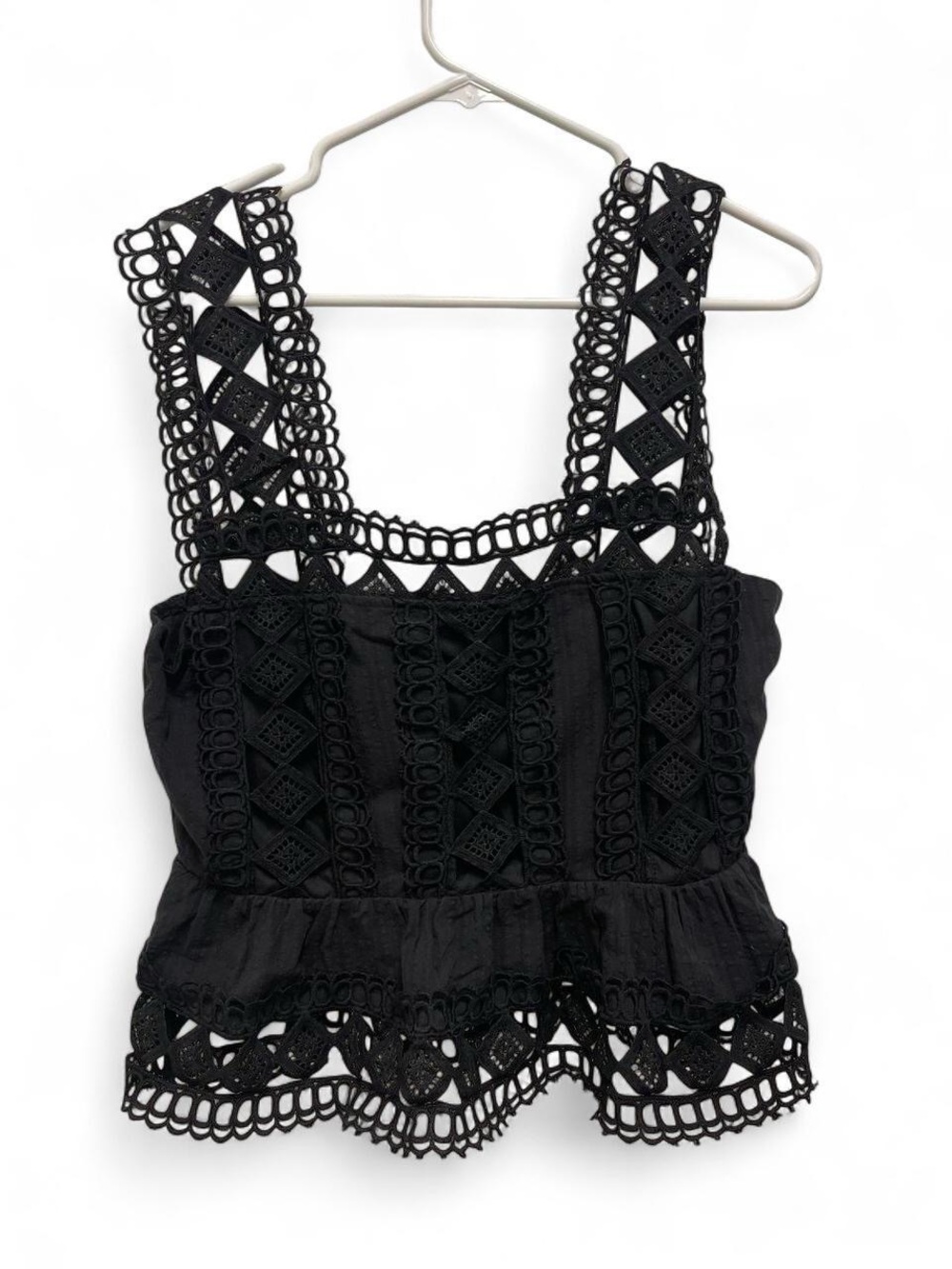 Forever 21 Black Crochet Peplum Camisole